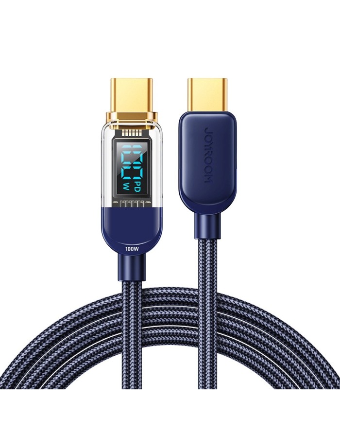 Joyroom A4 USB-C / USB-C 100W 1.2m Cable with Display - Blue Joyroom A4 USB-C / USB-C 100W 1.2m Cable with Display - Blue