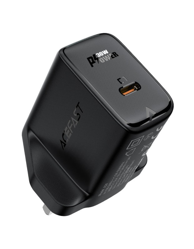 Acefast GaN charger A24 UK - USB Type C 30W, Power Delivery, PPS, Q3 3.0, AFC, FCP black Acefast GaN charger A24 UK - USB Type C 30W, Power Delivery, PPS, Q3 3.0, AFC, FCP black