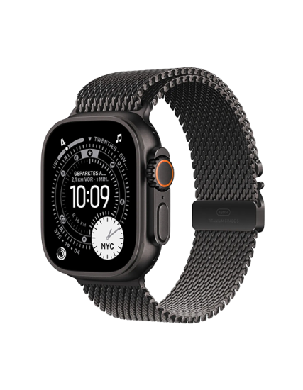 Watch Apple Watch Ultra 3 (2025) 5G 49mm Black Titanium Case with Black Titanium Milanese Loop S - Black Watch Apple Watch Ultra 3 (2025) 5G 49mm Black Titanium Case with Black Titanium Milanese Loop S - Black