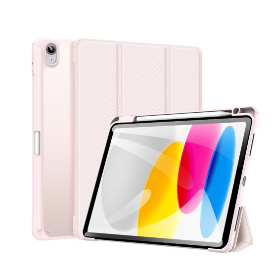 Dux Ducis Toby case for iPad 10.9'' 2022 (10 gen.) cover with stylus holder Apple Pencil smart cover stand pink