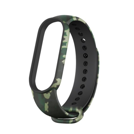 Replacement Camo Silicone Wristband TPU Strap Bracelet Bangle For Xiaomi Mi Band 6 / Mi Band 5 Camo Green