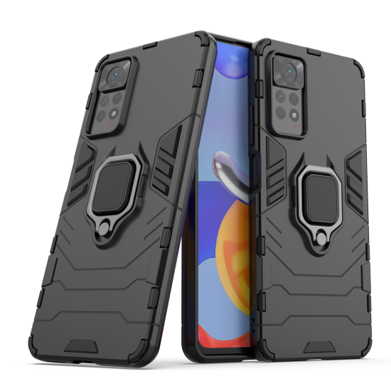Ring Armor armored hybrid case cover + magnetic holder for Xiaomi Redmi Note 11 Pro black