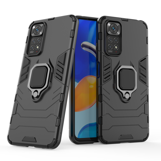 Ring Armor tough hybrid case cover + magnetic holder for Xiaomi Redmi Note 11S / Note 11 black