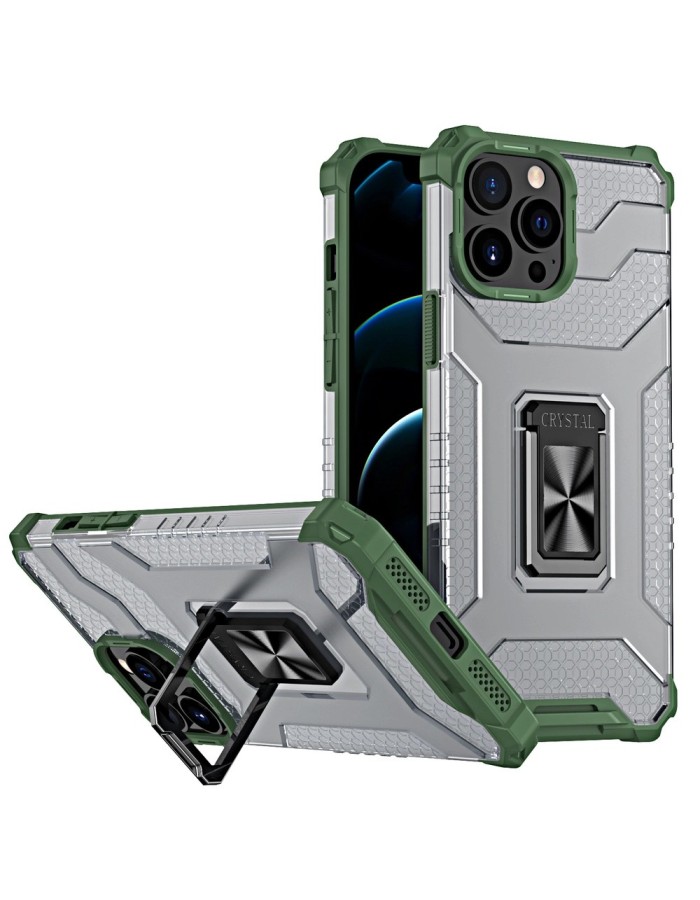 Crystal Ring Case Kickstand Tough Rugged Cover for iPhone 13 Pro green