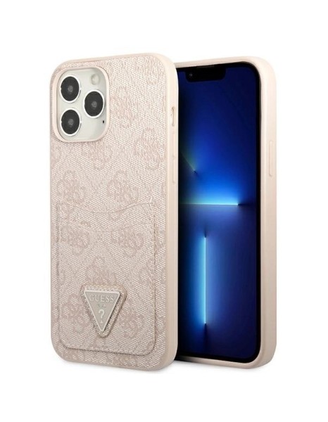 Guess 4G Triangle Logo Cardslot Case for iPhone 13 Pro / 13 - Pink