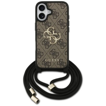 Guess 4G Big Logo Cord Stap Crossbody Case for iPhone 17 - Brown Guess 4G Big Logo Cord Stap Crossbody Case for iPhone 17 - Brown