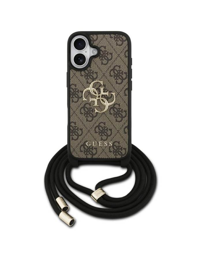 Guess 4G Big Logo Cord Stap Crossbody Case for iPhone 17 - Brown Guess 4G Big Logo Cord Stap Crossbody Case for iPhone 17 - Brown