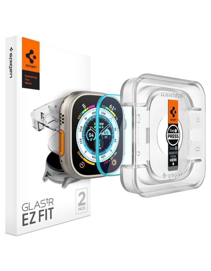 Spigen Glas.tR EZ Fit tempered glass for Apple Watch Ultra / Ultra 2 (49 mm) - 2 pcs. Spigen Glas.tR EZ Fit tempered glass for Apple Watch Ultra / Ultra 2 (49 mm) - 2 pcs.