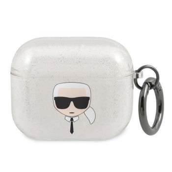 Karl Lagerfeld Glitter Karl&amp;#39;s Head case for AirPods 3 - silver
