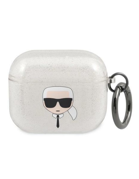 Karl Lagerfeld Glitter Karl&amp;#39;s Head case for AirPods 3 - silver