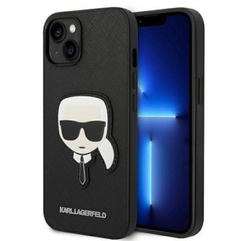 Karl Lagerfeld Saffiano Karl&amp;#39;s Head Patch Case for iPhone 14 Plus - Black