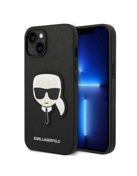 Karl Lagerfeld Saffiano Karl&amp;#39;s Head Patch Case for iPhone 14 Plus - Black