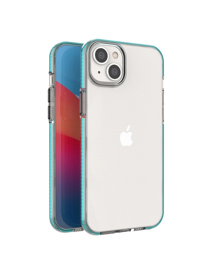 Spring Case case for iPhone 14 Plus silicone cover with frame light blue