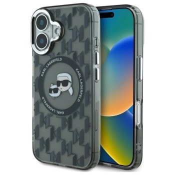 Karl Lagerfeld IML Monogram Karl &amp;amp; Choupette Head MagSafe iPhone 16 Case - Black