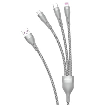 Dudao 3in1 USB cable - Lightning / microUSB / USB Type C 65W 1.2m gray (L20X) Dudao 3in1 USB cable - Lightning / microUSB / USB Type C 65W 1.2m gray (L20X)