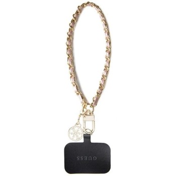 Guess GUOUCHSAMC4P Universal Hand Strap case - pink Saffiano Chain 4G Charm Guess GUOUCHSAMC4P Universal Hand Strap case - pink Saffiano Chain 4G Charm