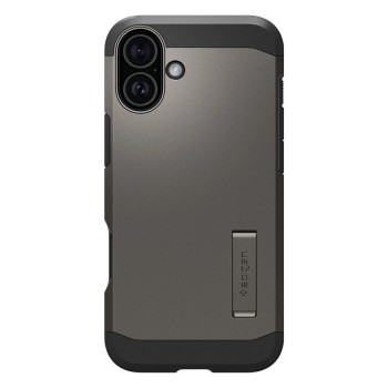 Spigen Tough Armor MagSafe case with stand for iPhone 16 - gunmetal