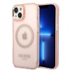 Guess GUHMP14SHTCMP iPhone 14 6.1" pink/pink hard case Gold Outline Translucent MagSafe Guess GUHMP14SHTCMP iPhone 14 6.1" pink/pink hard case Gold Outline Translucent MagSafe