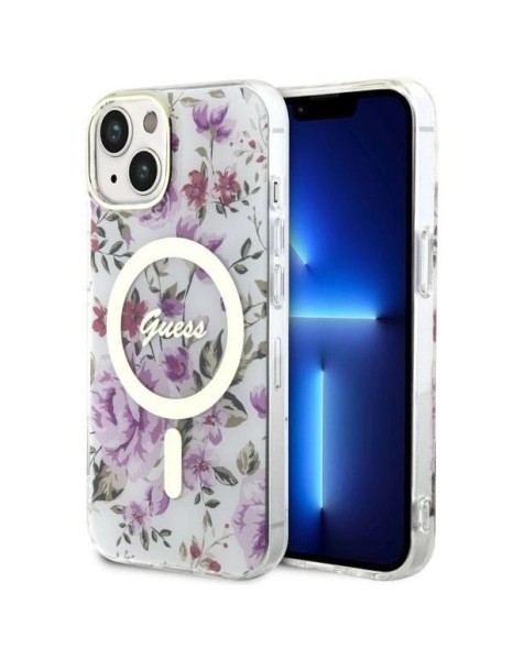 Guess GUHMP14MHCFWST iPhone 14 Plus 6.7" transparent hardcase Flower MagSafe Guess GUHMP14MHCFWST iPhone 14 Plus 6.7" transparent hardcase Flower MagSafe