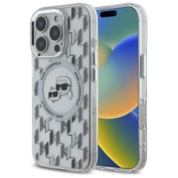 Karl Lagerfeld IML Monogram Karl &amp;amp; Choupette Head MagSafe iPhone 16 Pro Case - Clear