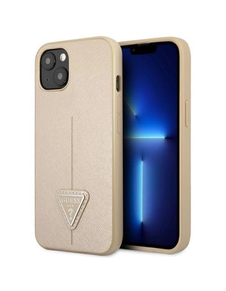 Guess GUHCP14MPSATLE iPhone 14 Plus 6.7" beige/beige hardcase SaffianoTriangle Logo Guess GUHCP14MPSATLE iPhone 14 Plus 6.7" beige/beige hardcase SaffianoTriangle Logo
