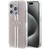 Guess IML 4G Gold Stripe case for iPhone 15 Pro - pink Guess IML 4G Gold Stripe case for iPhone 15 Pro - pink
