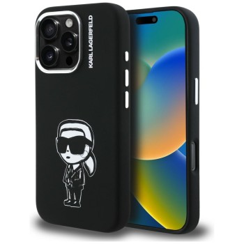 Karl Lagerfeld Silicone Karl Sketch MagSafe Case for iPhone 16 Pro - Black