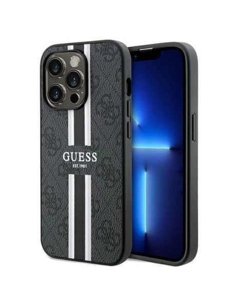 Guess 4G Printed Stripes MagSafe case for iPhone 15 Pro Max - black