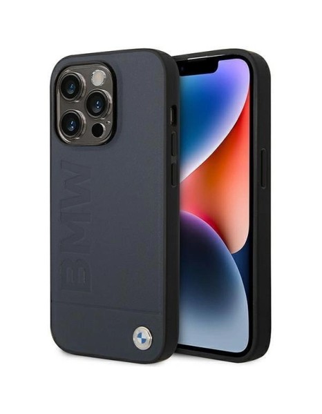 Case BMW BMHMP14XSLLNA iPhone 14 Pro Max 6.7" navy/navy hardcase Leather Hot Stamp MagSafe