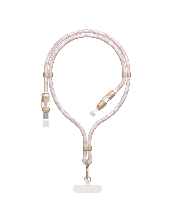 Dudao L20MAX 4in1 Cable / Lanyard USB-A / USB-C / Lightning PD QC 65W 1.5m - Pink Dudao L20MAX 4in1 Cable / Lanyard USB-A / USB-C / Lightning PD QC 65W 1.5m - Pink