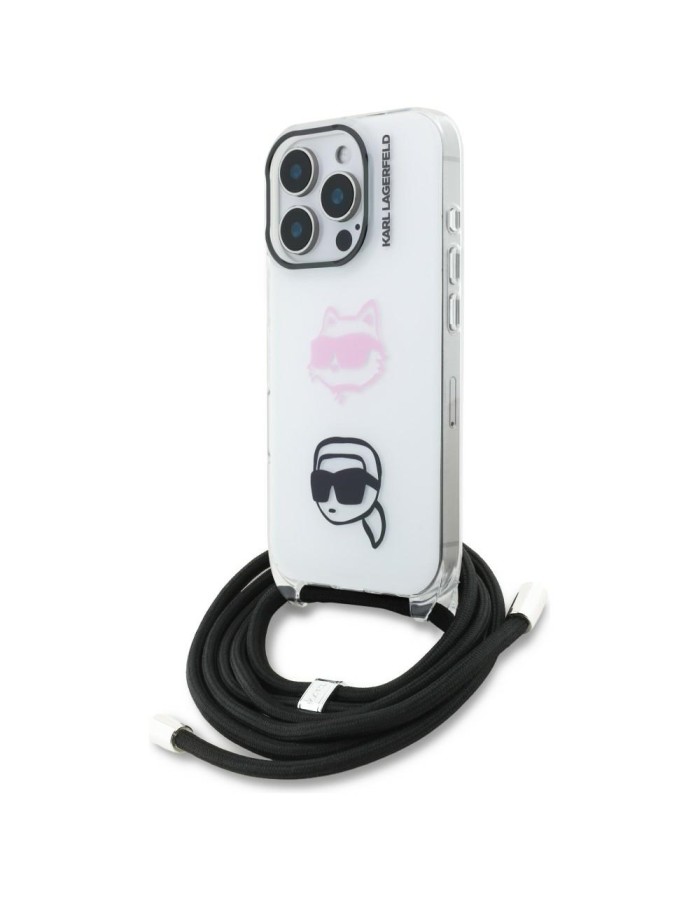 Karl Lagerfeld IML Crossbody Karl&amp;amp;Choupette Head Case for iPhone 16 Pro Max - White