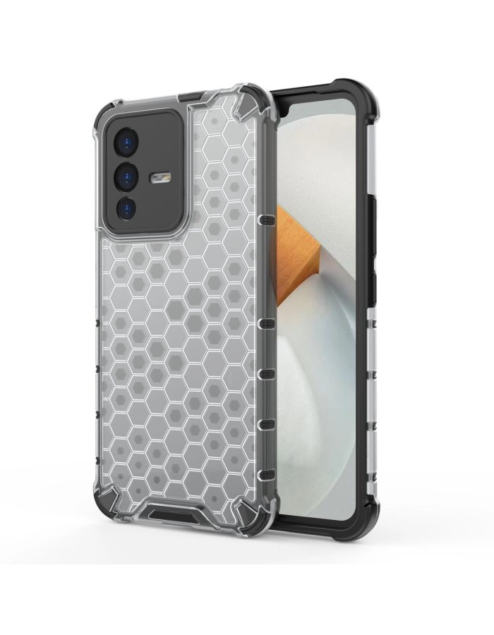 Honeycomb case armored cover with a gel frame for Vivo V23 5G transparent