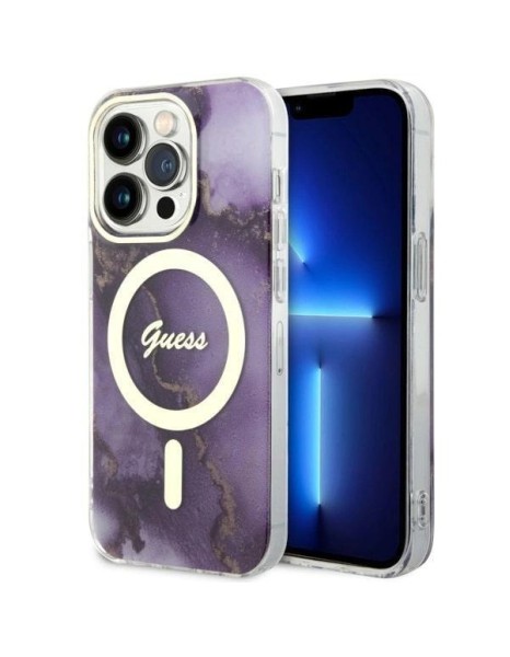Guess GUHMP14LHTMRSU iPhone 14 Pro 6.1" purple/purple hardcase Golden Marble MagSafe Guess GUHMP14LHTMRSU iPhone 14 Pro 6.1" purple/purple hardcase Golden Marble MagSafe