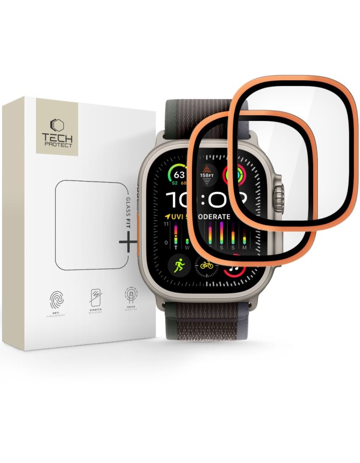 Tech-Protect 2-pack tempered glass for Apple Watch Ultra 49mm - orange Tech-Protect 2-pack tempered glass for Apple Watch Ultra 49mm - orange