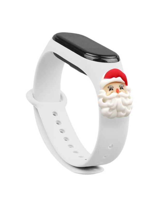 Strap Xmas for Xiaomi Mi Band 3 / 4 Christmas Silicone Bracelet Strap with Santa Claus - White Strap Xmas for Xiaomi Mi Band 3 / 4 Christmas Silicone Bracelet Strap with Santa Claus - White