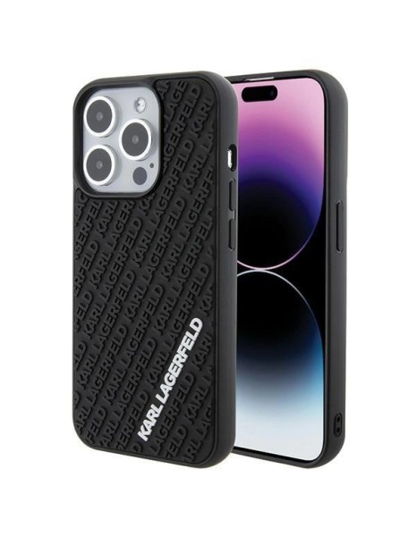 Karl Lagerfeld 3D Rubber Multi Logo case for iPhone 15 Pro - black
