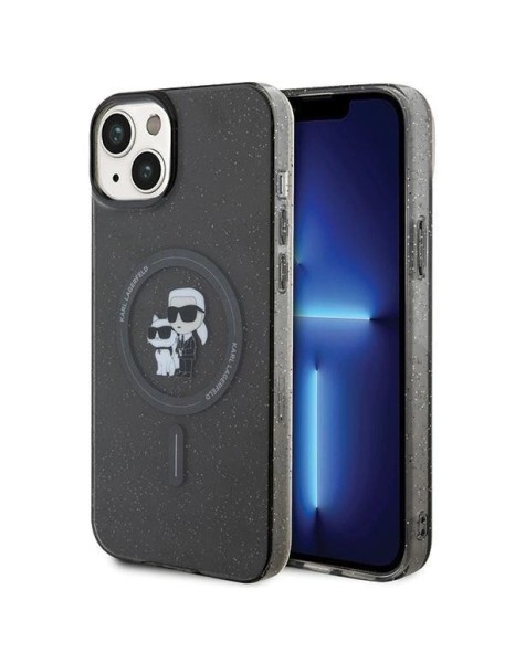 Karl Lagerfeld Karl&amp;amp;Choupette Glitter MagSafe case for iPhone 15 Plus - black