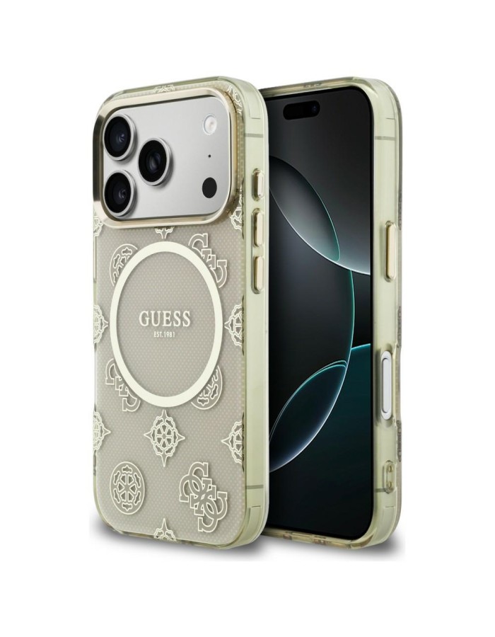 Guess IML Peony Dot MagSafe Case for iPhone 17 Pro - Beige