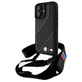 BMW M Edition Carbon Stripe &amp;amp; Strap iPhone 16 Plus Case - Black