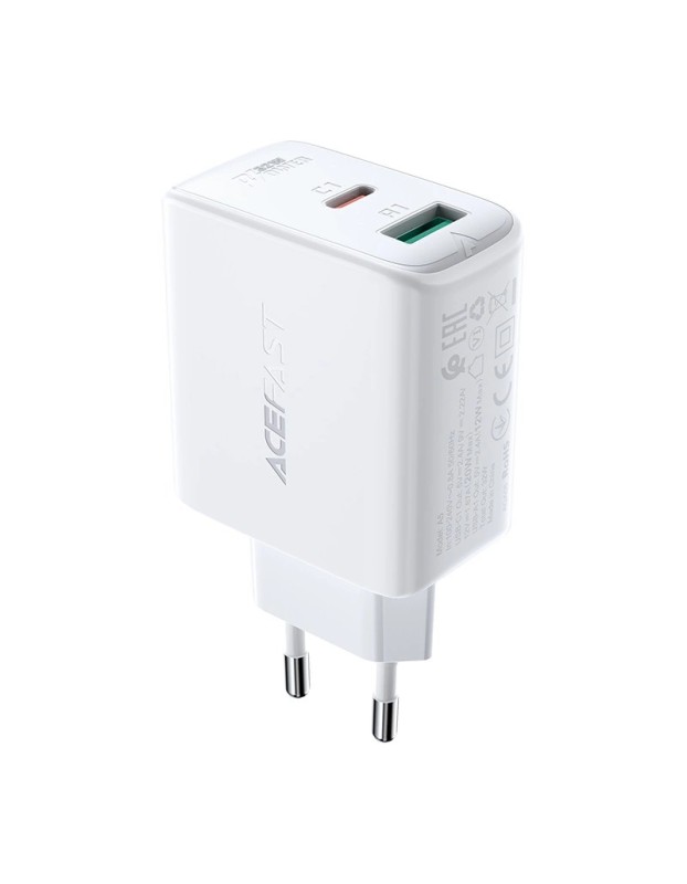 Acefast wall charger USB Type C / USB 32W, PPS, PD, QC 3.0, AFC, FCP white (A5 white) Acefast wall charger USB Type C / USB 32W, PPS, PD, QC 3.0, AFC, FCP white (A5 white)