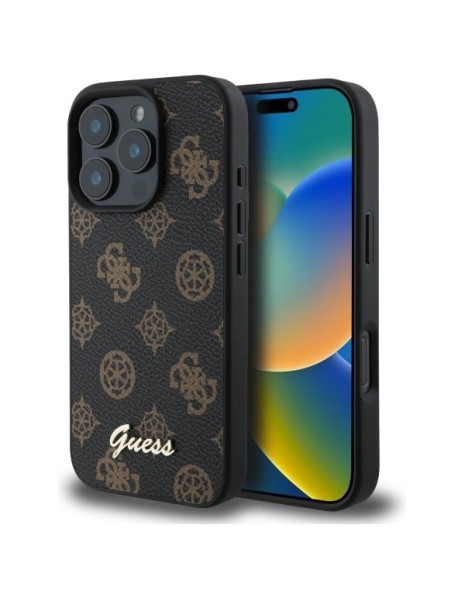 Guess Peony Script MagSafe iPhone 16 Pro Max Case - Black Guess Peony Script MagSafe iPhone 16 Pro Max Case - Black