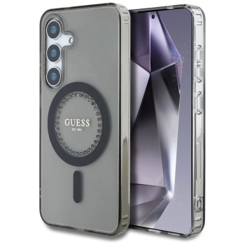 Guess Rhinestones Printed Classic Logo MagSafe Samsung Galaxy S25 case black