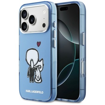 Karl Lagerfeld Karl &amp;amp; Choupette Back MagSafe Case for iPhone 17 Pro Max - Blue