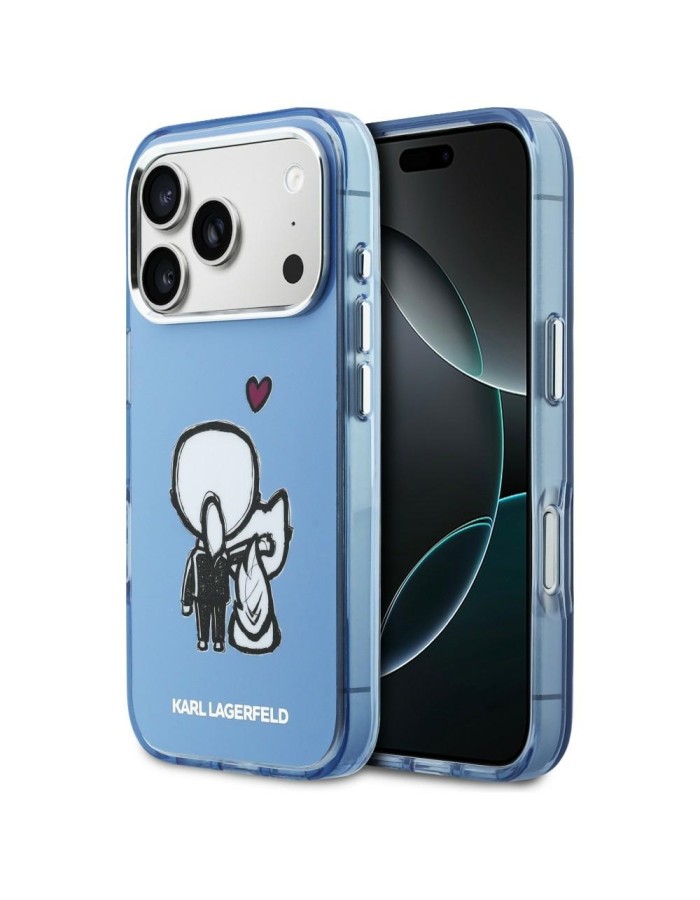 Karl Lagerfeld Karl &amp;amp; Choupette Back MagSafe Case for iPhone 17 Pro - Blue