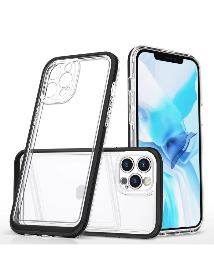 Clear 3in1 case for iPhone 12 Pro frame gel cover black Clear 3in1 case for iPhone 12 Pro frame gel cover black