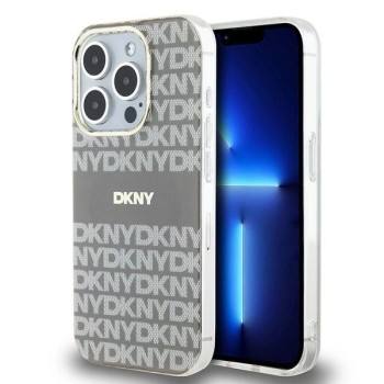 DKNY IML Mono &amp;amp; Stripe MagSafe case for iPhone 15 Pro Max - beige
