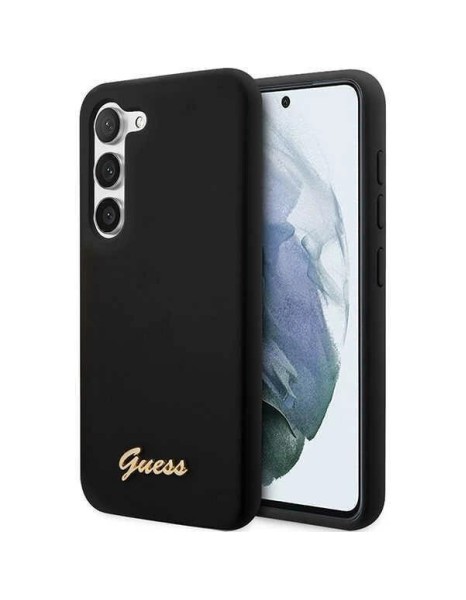 Guess GUHCS23SSLSMK S23 S911 black/black hardcase Silicone Vintage Gold Logo Guess GUHCS23SSLSMK S23 S911 black/black hardcase Silicone Vintage Gold Logo