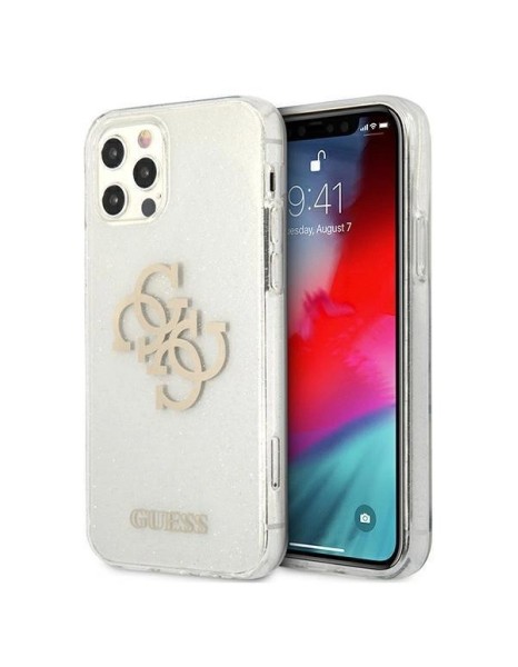 Guess GUHCP12LPCUGL4GTR iPhone 12 Pro Max 6.7" transparent hard case Glitter 4G Big Logo