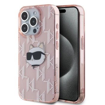 Karl Lagerfeld IML Choupette Head &amp;amp; Monogram case for iPhone 15 Pro Max - pink
