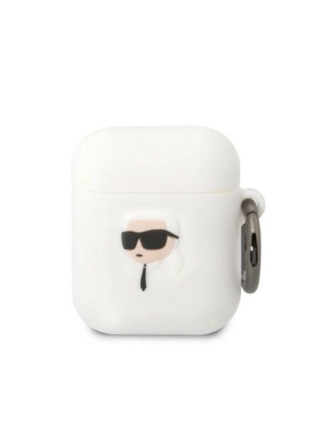 Karl Lagerfeld KLA2RUNIKH AirPods 1/2 cover white/white Silicone Karl Head 3D